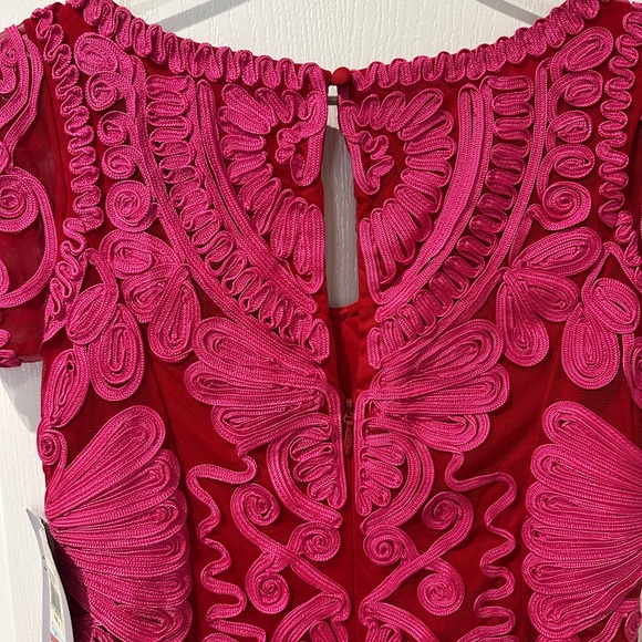 JS Collections Soutache Pink Tea-Length Midi Dress - Picture 9 of 11